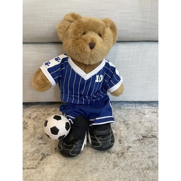 Build‎ A Bear Workshop Soccer Bear Blue Outfit with Soccer Ball - Picture 1 of 6